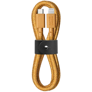 BELT CABLE, кабель зарядный USB-C/LIGHTNING, длина 1,2м., цвет: крафт