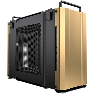 Корпус COUGAR GAMING Mini Tower,  Mini-ITX, 2 слотов, USB 3.1, Аудио разъем, USB 3.0, Алюминий, Power Button, Reset Button, Светодиодный индикатор, PSU optional, Поддержка системы жидкостного охлаждения, Handles, Песок пустыни