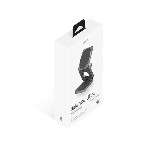 Беспроводное зарядное устройство uBear Balance Ultra, 3-в-1, с поддержкой MagSafe, Qi2.2 (35W), серый космос