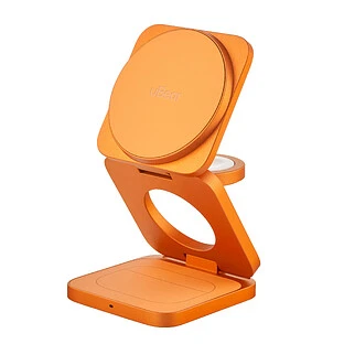 Беспроводное зарядное устройство uBear Balance Slim, 3-в-1, с поддержкой MagSafe, Qi2.2, цвет: космический оранжевый