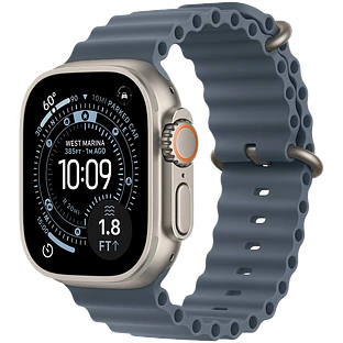 Apple Watch Ultra 3, GPS + Cellular, 49mm, Natural Titanium Case with Anchor Blue Ocean Band - One Size Apple Watch Ultra 3, GPS + Cellular, 49mm, Natural Titanium Case with Anchor Blue Ocean Band - One Size