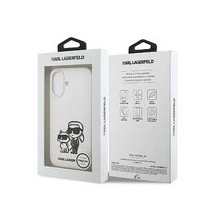 Чехол KARL LAGERFELD для iPhone 17 Liquid Silicone Sketch Karl & Choupette Hard White (MagSafe)