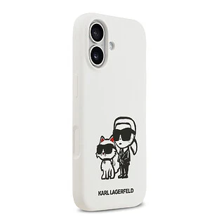 Чехол KARL LAGERFELD для iPhone 17 Liquid Silicone Sketch Karl & Choupette Hard White (MagSafe)