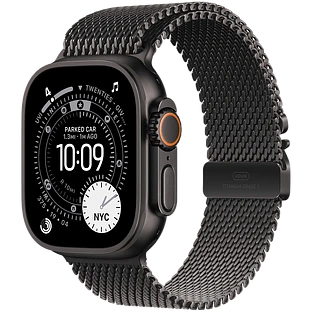 Apple Watch Ultra 3, GPS + Cellular, 49mm, Black Titanium Case with Black Titanium Milanese Loop - L Apple Watch Ultra 3, GPS + Cellular, 49mm, Black Titanium Case with Black Titanium Milanese Loop - L