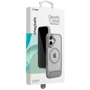 Чехол защитный VLP Reels Case с MagSafe для iPhone 16, серый Чехол защитный VLP Reels Case с MagSafe для iPhone 16, серый