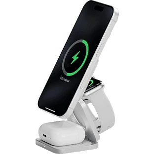 Беспроводное зарядное устройство uBear Balance Slim, 3-в-1, с поддержкой MagSafe, Qi2.2, цвет: серебристый