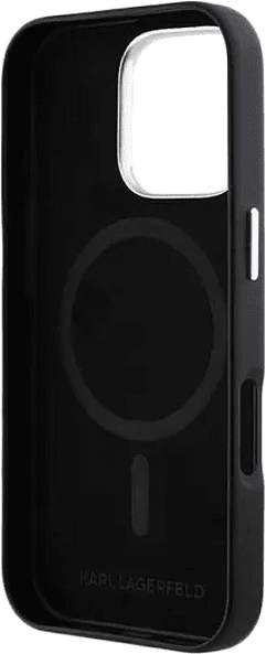 Lagerfeld для iPhone 16 Pro чехол PU Grained Full Wrapped & Metal Camera Hard Black (MagSafe)