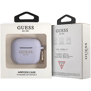 Чехол GUESS Silicone with ring  Glitter/Purple для AirPods (Gen3)