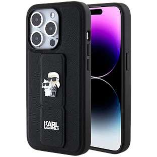 Чехол LAGERFELD GripStand PU Saffiano NFT Karl & Choupette metal Hard Чёрный для iPhone 15 Pro Чехол LAGERFELD GripStand PU Saffiano NFT Karl & Choupette metal Hard Чёрный для iPhone 15 Pro