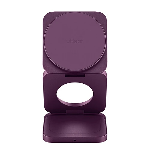 Беспроводное зарядное устройство uBear Balance Slim, 3-в-1, с поддержкой MagSafe, Qi2.2, цвет: бургунди
