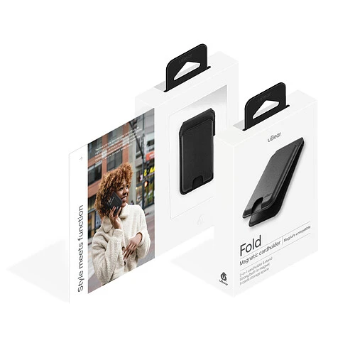 Магнитный кардхолдер uBear Fold, эко-кожа, черный