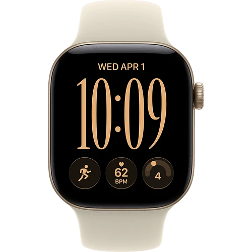 Apple Watch Series 12, GPS, 42mm, Light Gold Aluminium Case with Sand Sport Band - S/M