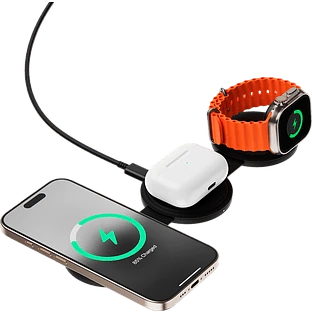 Беспроводное зарядное устройство Satechi OntheGo 3-in-1 Charger, 15Вт, Черный