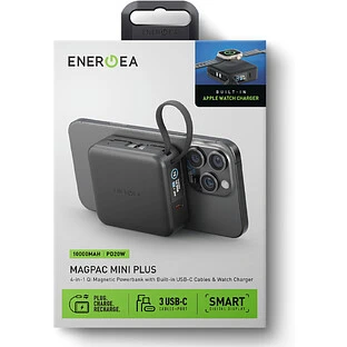 Аккумулятор внешний Energea MagPac MINI Plus (ССС), 10000 mAh Magnetic wireless 15W +С 20W +2C cables and Display Black