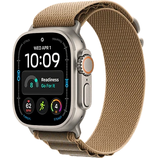 Apple Watch Ultra 4, GPS + Cellular, 49mm, Natural Titanium Case with Desert Alpine Loop - M