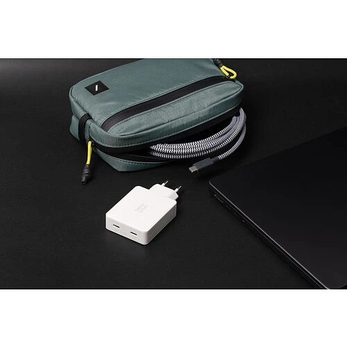 POCKET GAN CHARGER 100W, сетевое зарядное устройство 100W,  разъёмы 2хUSB-C. Цвет: белый