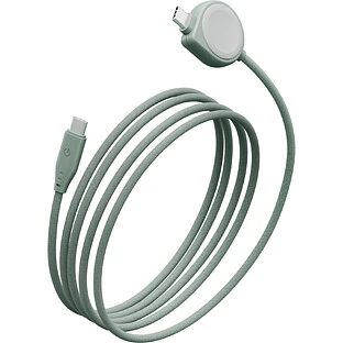 Кабель зарядный EnergEA Кабель FLOW Duo Watch USB-C to USB-C + Apple Watch, зеленый
