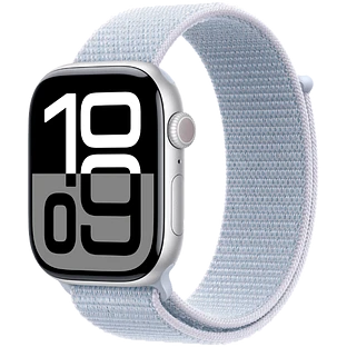 Apple Watch Series 10 GPS 46mm Silver Aluminum Case with Blue Cloud Sport Loop
