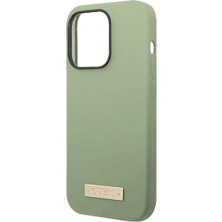 Guess для iPhone 14 Pro чехол MagSafe Liquid silicone Plate metal logo Hard Green