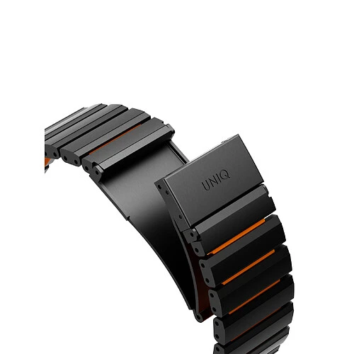 Uniq для Apple Watch 49/46/45/44 mm ремешок Strova Flex Steel Band Black/Volt Orange