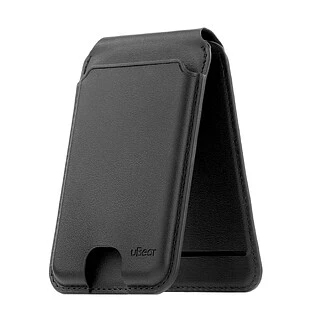 Магнитный кардхолдер uBear Fold, эко-кожа, черный