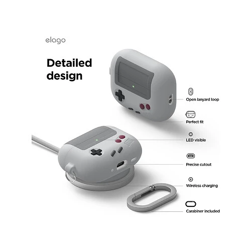 Elago для AirPods Pro 3 чехол Unique AW5 Game console Hang case Light Grey