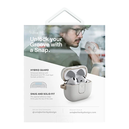 Чехол Uniq для Airpods 4/5 чехол CLYDE Lock case Mist Grey/Khaki