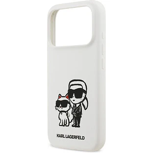 Чехол KARL LAGERFELD для iPhone 17 Pro Liquid Silicone Sketch Karl & Choupette Hard White (MagSafe)