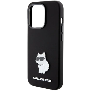 Lagerfeld для iPhone 15 Pro чехол Liquid silicone NFT Choupette metal pin Hard Black Lagerfeld для iPhone 15 Pro чехол Liquid silicone NFT Choupette metal pin Hard Black