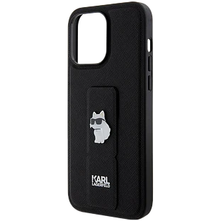Чехол LAGERFELD GripStand PU Saffiano NFT Choupette metal Hard Чёрный для iPhone 15 Pro Max Чехол LAGERFELD GripStand PU Saffiano NFT Choupette metal Hard Чёрный для iPhone 15 Pro Max
