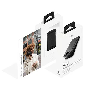 Магнитный кардхолдер uBear Fold, эко-кожа, черный