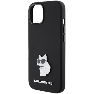 Lagerfeld для iPhone 15 чехол Liquid silicone NFT Choupette metal pin Hard Black Lagerfeld для iPhone 15 чехол Liquid silicone NFT Choupette metal pin Hard Black
