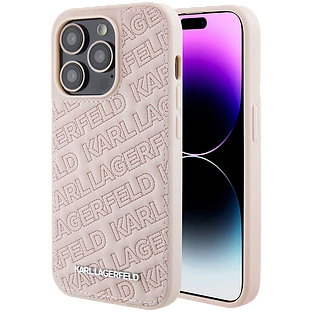 Чехол LAGERFELD Quilted Logo pattern Hard Розовый для iPhone 15 Pro Чехол LAGERFELD Quilted Logo pattern Hard Розовый для iPhone 15 Pro