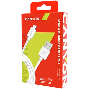 Кабель micro USB CANYON белый 1м