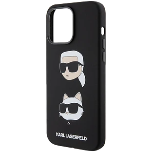 Чехол LAGERFELD Liquid Silicone NFT Karl & Choupette heads Hard Чёрный для iPhone 15 Pro Max