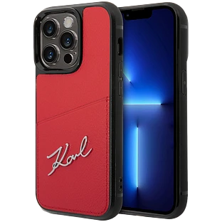Lagerfeld для iPhone 14 Pro Max чехол PU Signature logo with Cardslot Hard Red Lagerfeld для iPhone 14 Pro Max чехол PU Signature logo with Cardslot Hard Red