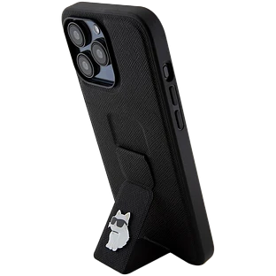 Чехол LAGERFELD GripStand PU Saffiano NFT Choupette metal Hard Чёрный для iPhone 15 Pro Max Чехол LAGERFELD GripStand PU Saffiano NFT Choupette metal Hard Чёрный для iPhone 15 Pro Max