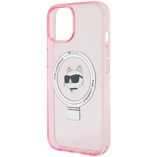 Lagerfeld для iPhone 15 чехол PC/TPU + Ring stand NFT Choupette head Hard Pink (MagSafe) Lagerfeld для iPhone 15 чехол PC/TPU + Ring stand NFT Choupette head Hard Pink (MagSafe)
