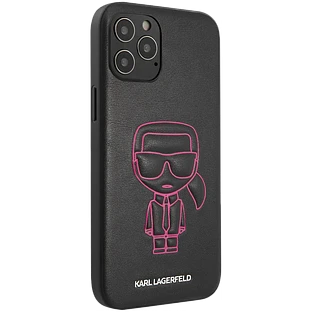 Чехол Lagerfeld для iPhone 12 Pro Max (6.7) PU Ikonik outlines Metal logo Hard Black/Pink Чехол Lagerfeld для iPhone 12 Pro Max (6.7) PU Ikonik outlines Metal logo Hard Black/Pink