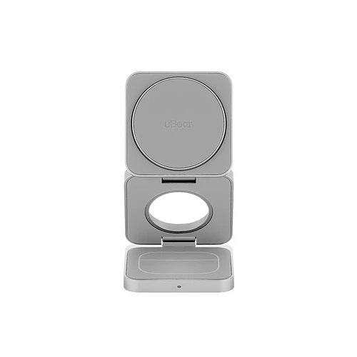 Беспроводное зарядное устройство uBear Balance Ultra, 3-в-1, с поддержкой MagSafe, Qi2.2 (35W), серебристый