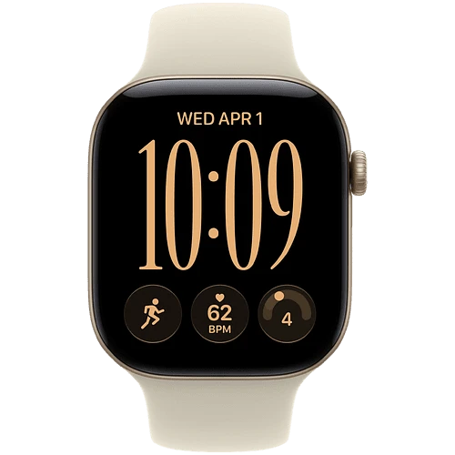 Apple Watch Series 12, GPS, 46mm, Light Gold Aluminium Case with Sand Sport Band - S/M