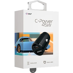 Автомобильное зарядное устройство VLP С-Power 45W USB-C+USB-A, PD, QC, USB-C кабель, черный