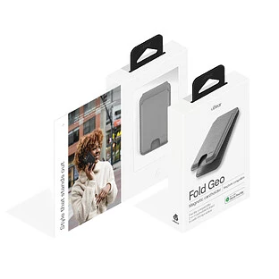 Магнитный кардхолдер uBear Fold Find My, эко-кожа, серый