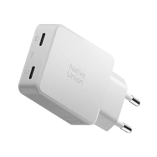 POCKET GAN CHARGER 65W, сетевое зарядное устройство 65W,  разъёмы 2xUSB-C. Цвет: белый