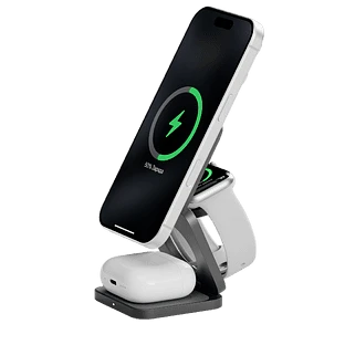 Беспроводное зарядное устройство uBear Balance Slim, 3-в-1, с поддержкой MagSafe, Qi2.2, цвет: серый космос