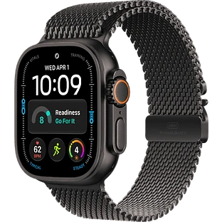 Apple Watch Ultra 4, GPS + Cellular, 49mm, Black Titanium Case with Black Titanium Milanese Loop - L