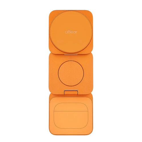 Беспроводное зарядное устройство uBear Balance Slim, 3-в-1, с поддержкой MagSafe, Qi2.2, цвет: космический оранжевый