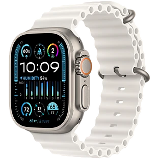 Apple Watch Ultra 2 2024 GPS + Cellular 49mm Natural Titanium Case with White Ocean Band 