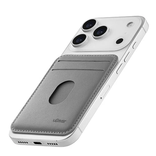 Магнитный кардхолдер uBear Split Find My, эко-кожа, серый