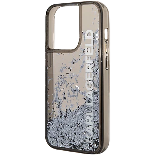 Lagerfeld для iPhone 14 Pro чехол Liquid Glitter Elongated logo Hard Translucent black Lagerfeld для iPhone 14 Pro чехол Liquid Glitter Elongated logo Hard Translucent black
